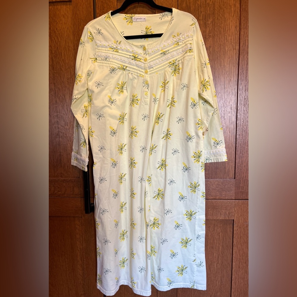 KeyOcean Floral Nightgown Pajamas Yellow Women’s Medium